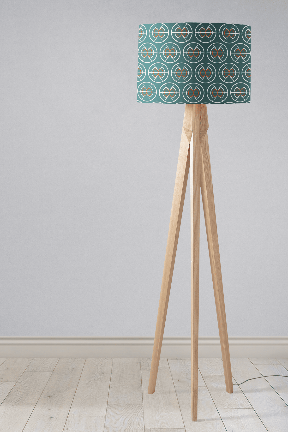 Teal and White Geometric Semi-Circle Design Lampshade – Ceiling & Table Compatible