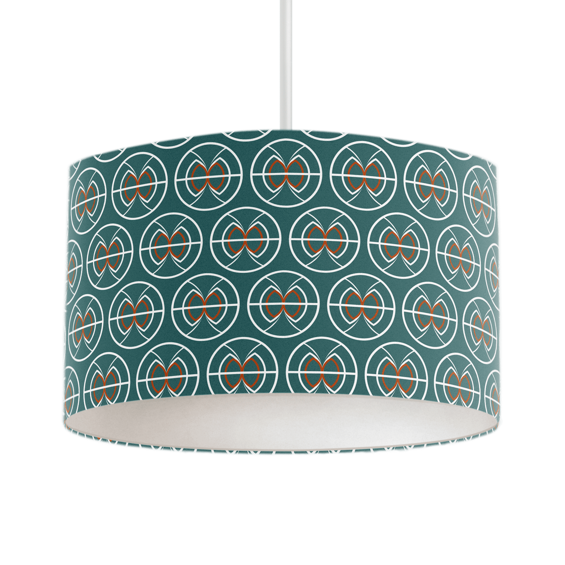 Teal and White Geometric Semi-Circle Design Lampshade – Ceiling & Table Compatible