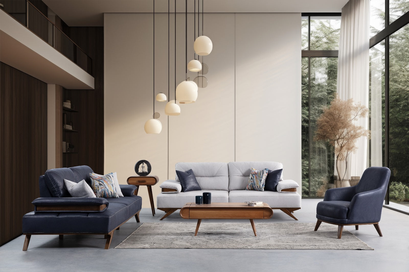Modern Hermes sofa set by Netline Home Interior, featuring plush cushions and sleek design for stylish living room comfort.