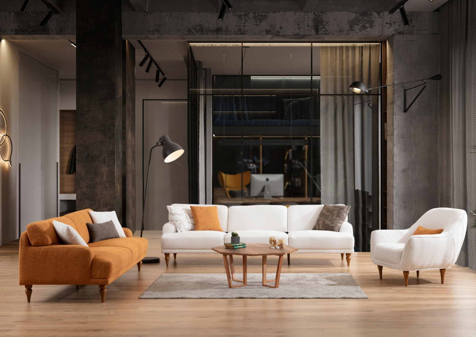 Modern Netline Home Interior Toscano sofa set with plush cushions and sleek design for stylish living room comfort.