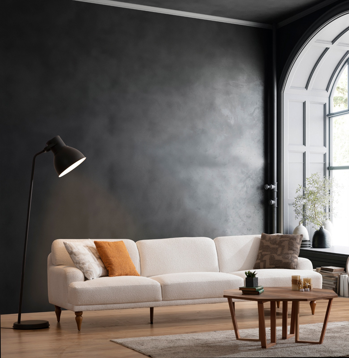 Netline Home Interior Toscano 4-seater corner sofa in a spacious lounge setting with plush cushions and modern design.