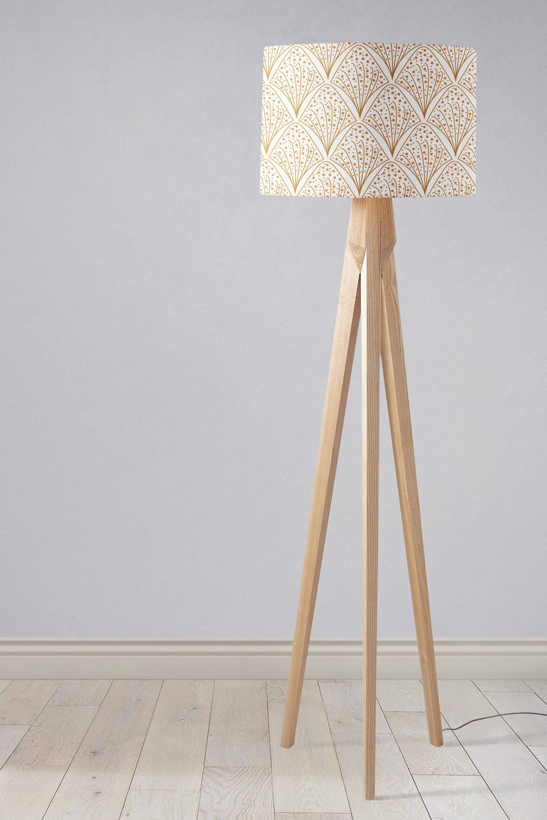 White and Gold Contemporary Lampshade – Ceiling & Table Compatible