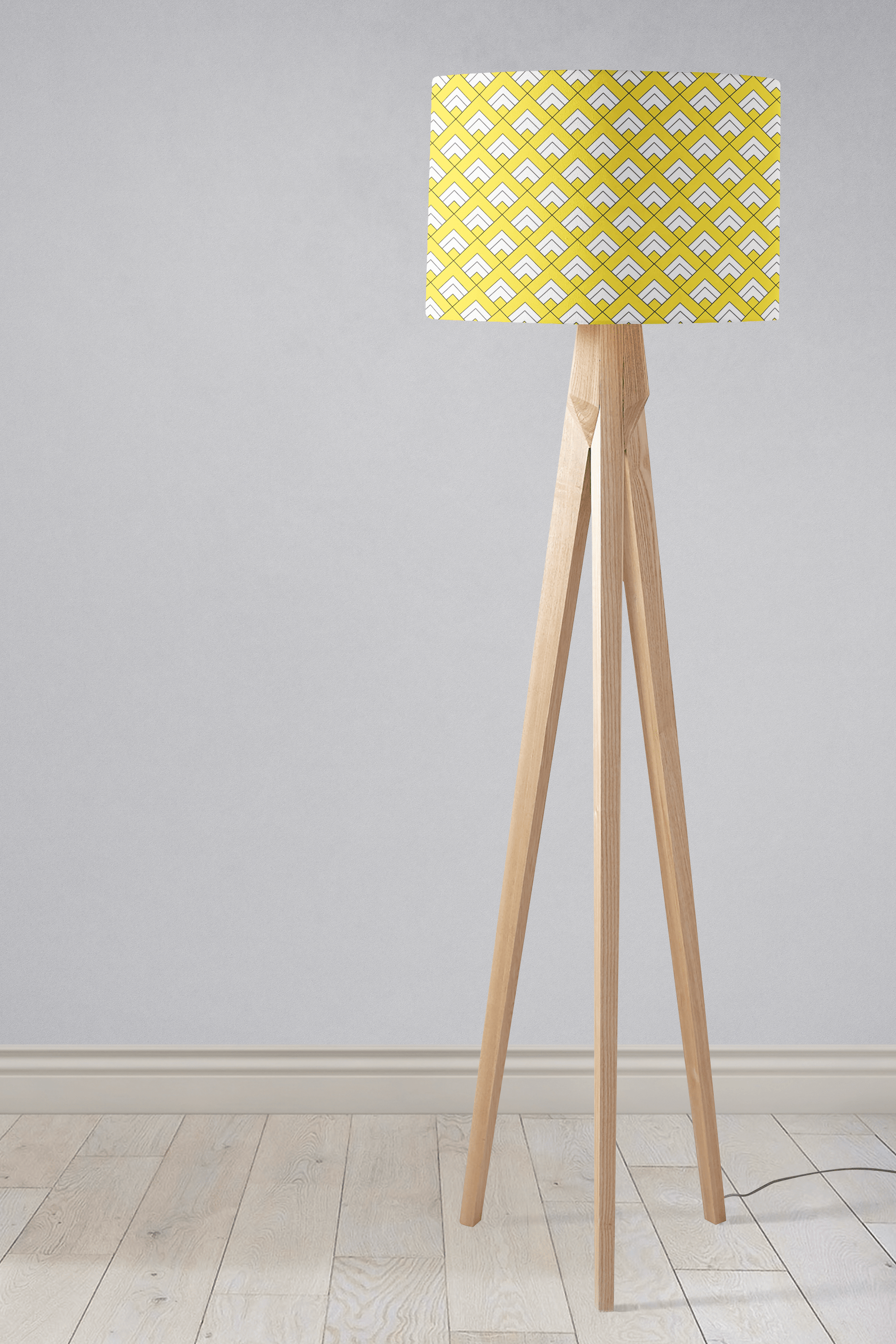 Yellow and White Geometric Tiles Design Lampshade – Ceiling & Table Compatible