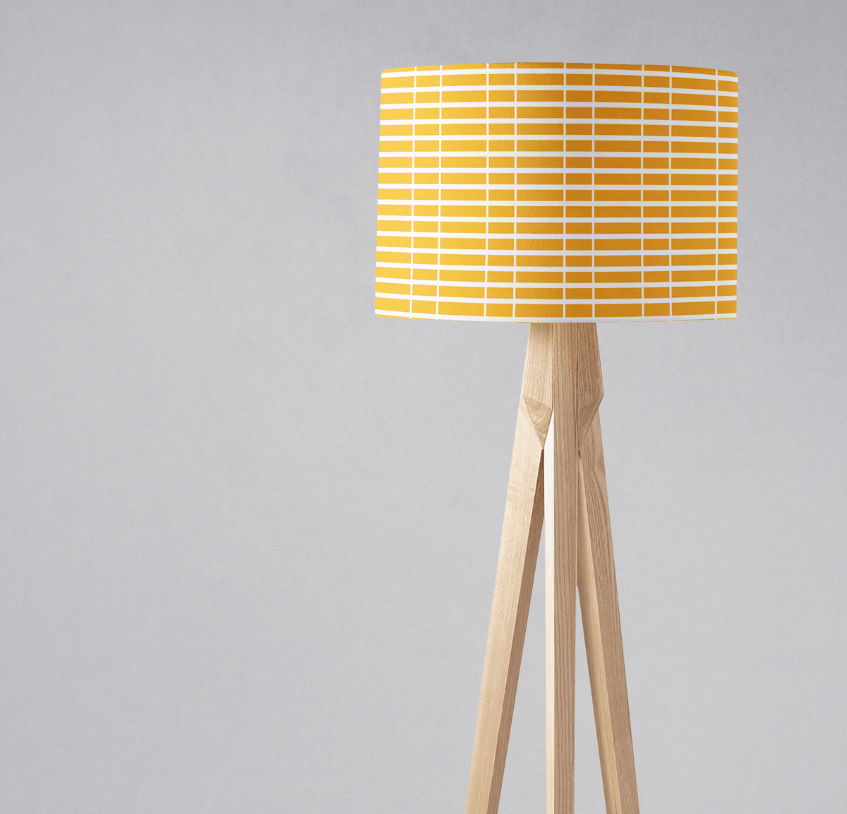 Yellow with White Geometric Stripes Lampshade – Ceiling & Table Compatible