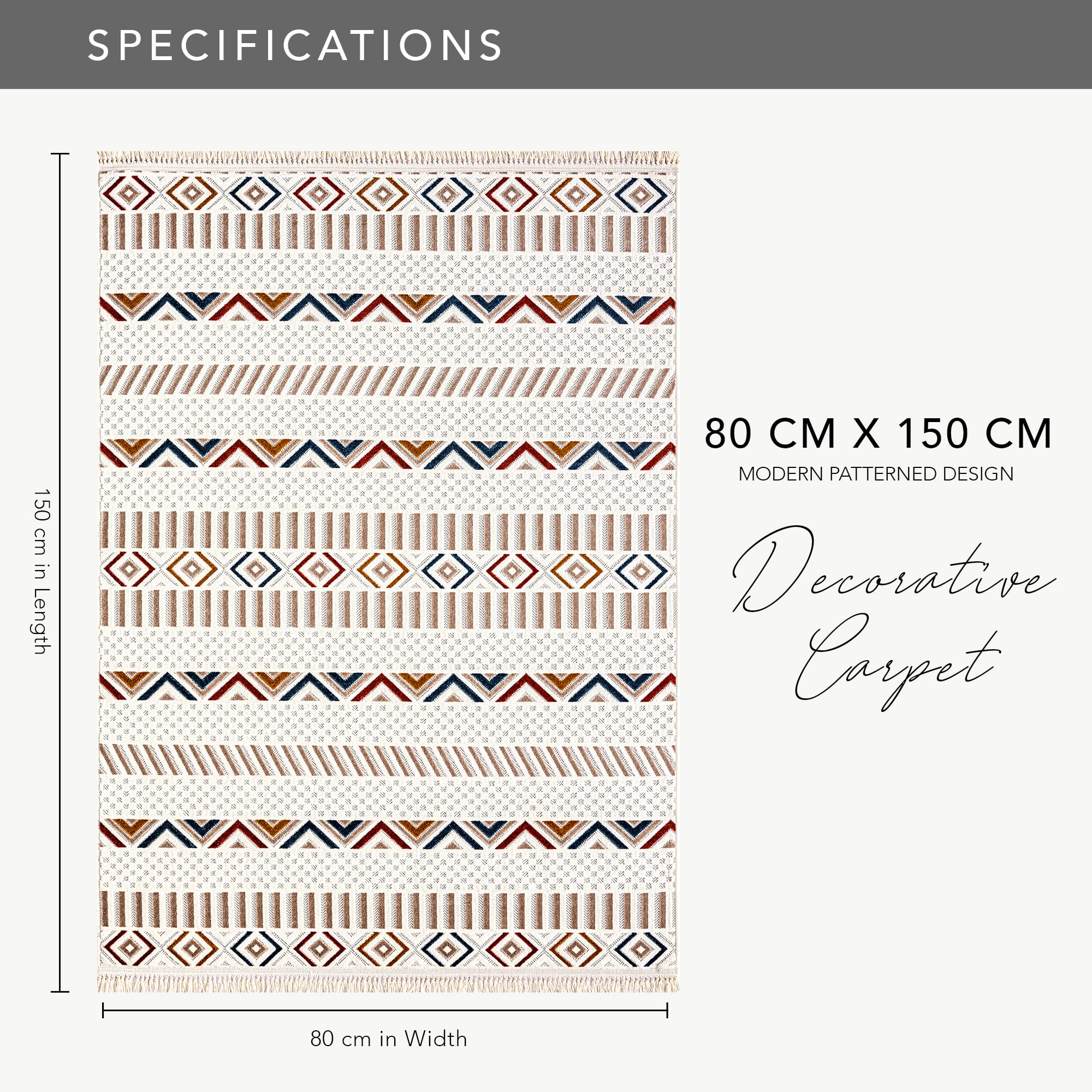 Netline Home RUGS DEPOT Area Rug for Living Room, Bedroom & Hallway β Soft & Durable Low Pile Area Rugs β Bohemian, Aztec & Boho Style β Pet & Kid-Friendly, Ideal for High-Traffic Areas (Copy)