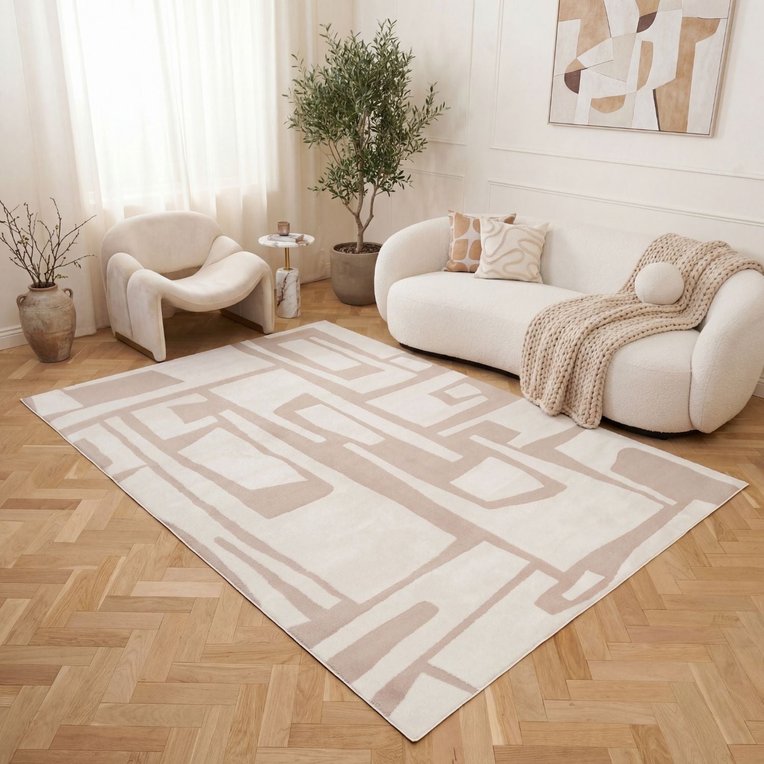 Loft Abstract Beige Rug
