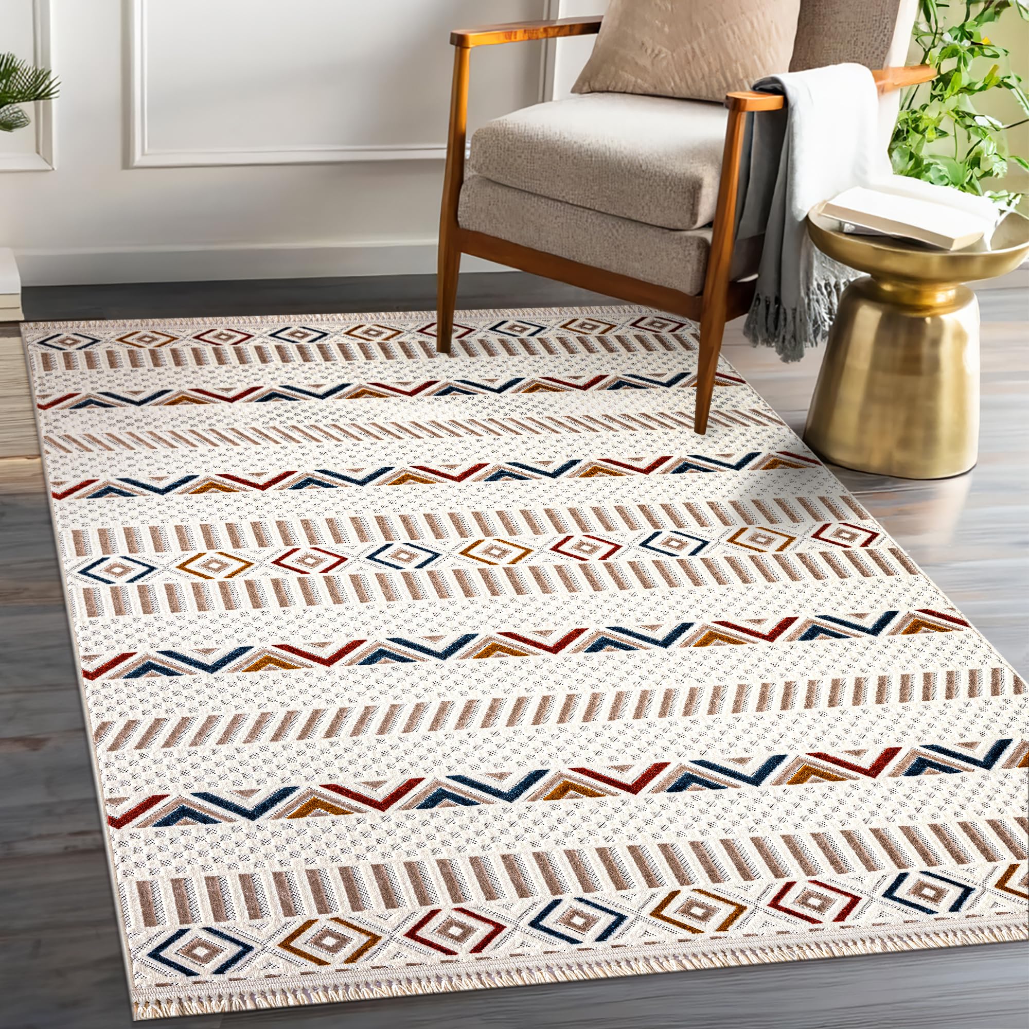 Netline Home RUGS DEPOT Area Rug for Living Room, Bedroom & Hallway β Soft & Durable Low Pile Area Rugs β Bohemian, Aztec & Boho Style β Pet & Kid-Friendly, Ideal for High-Traffic Areas (Copy)