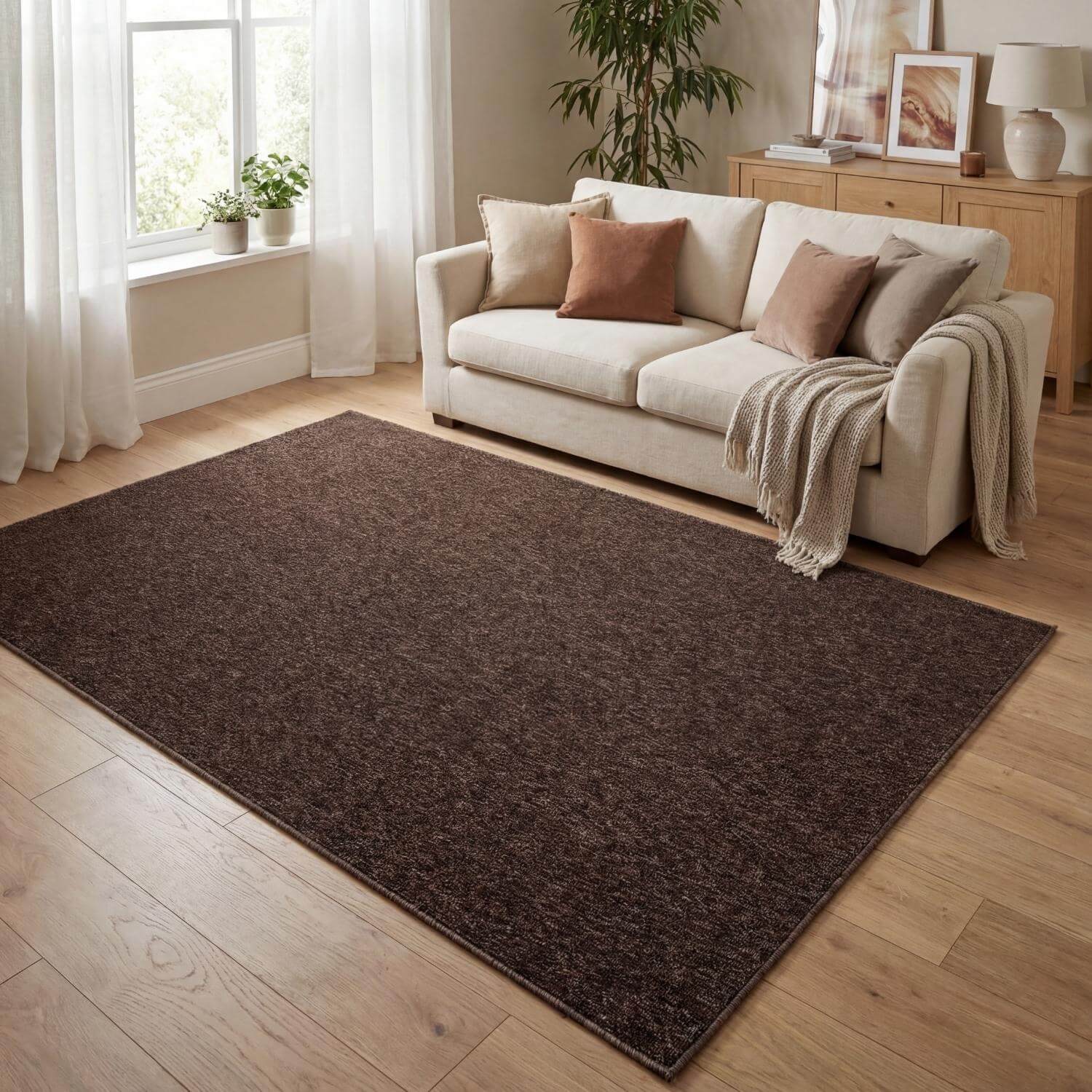 Flex Brown Low Pile Solid Rug