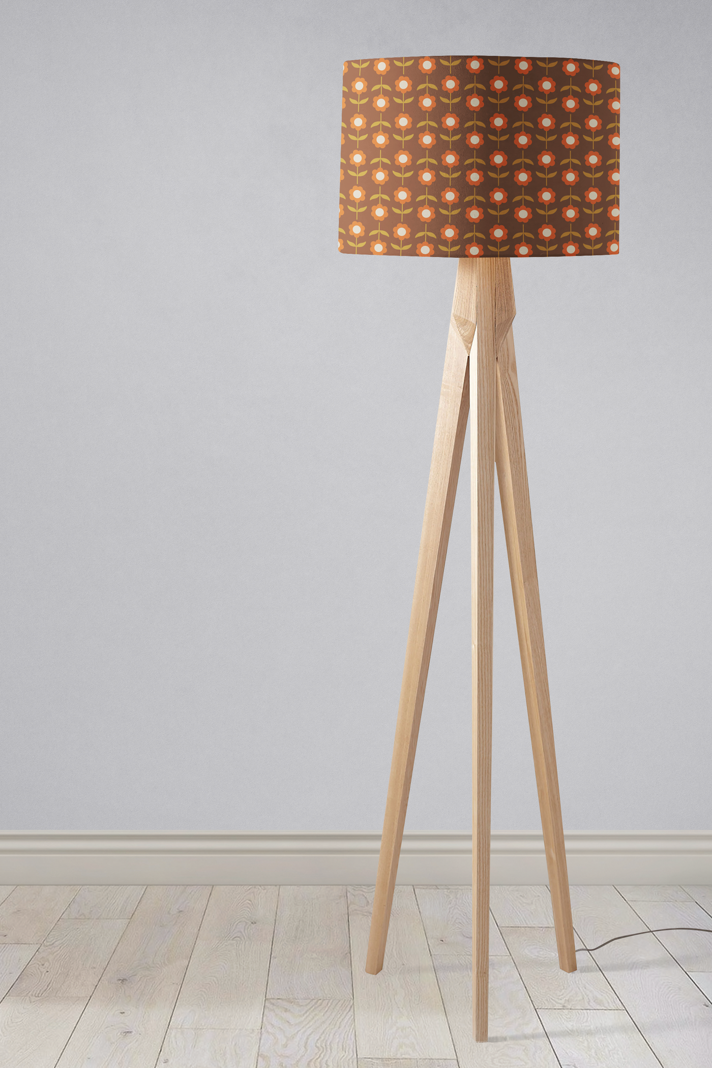 Retro Brown FloralLampshade – Ceiling & Table Compatible