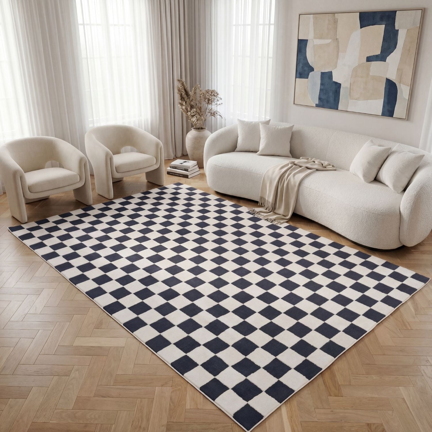 Loft Checkerboard Blue Rug