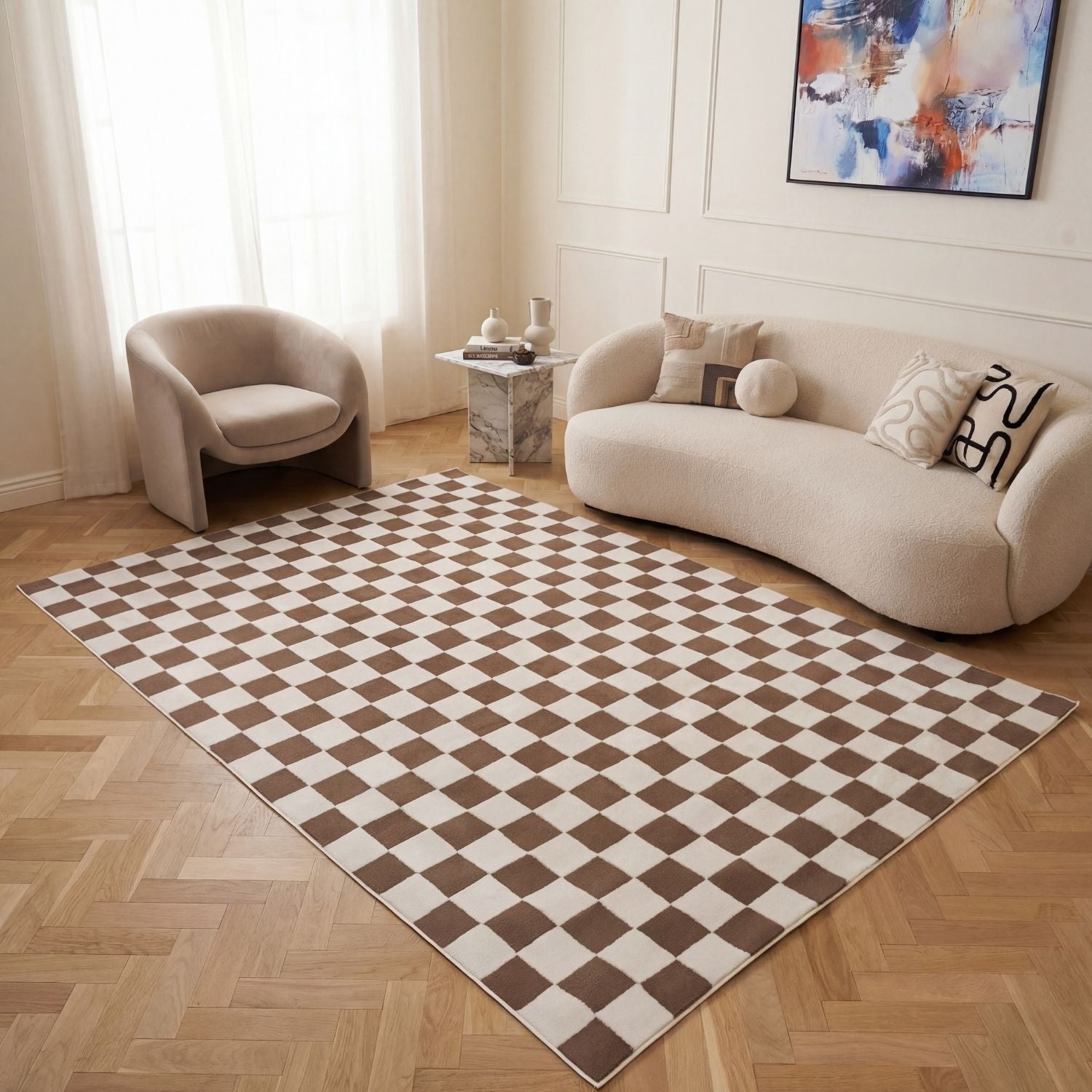 Loft Checkerboard Brown Rug