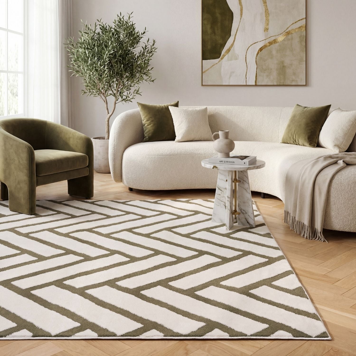 Loft Chevron Green Rug