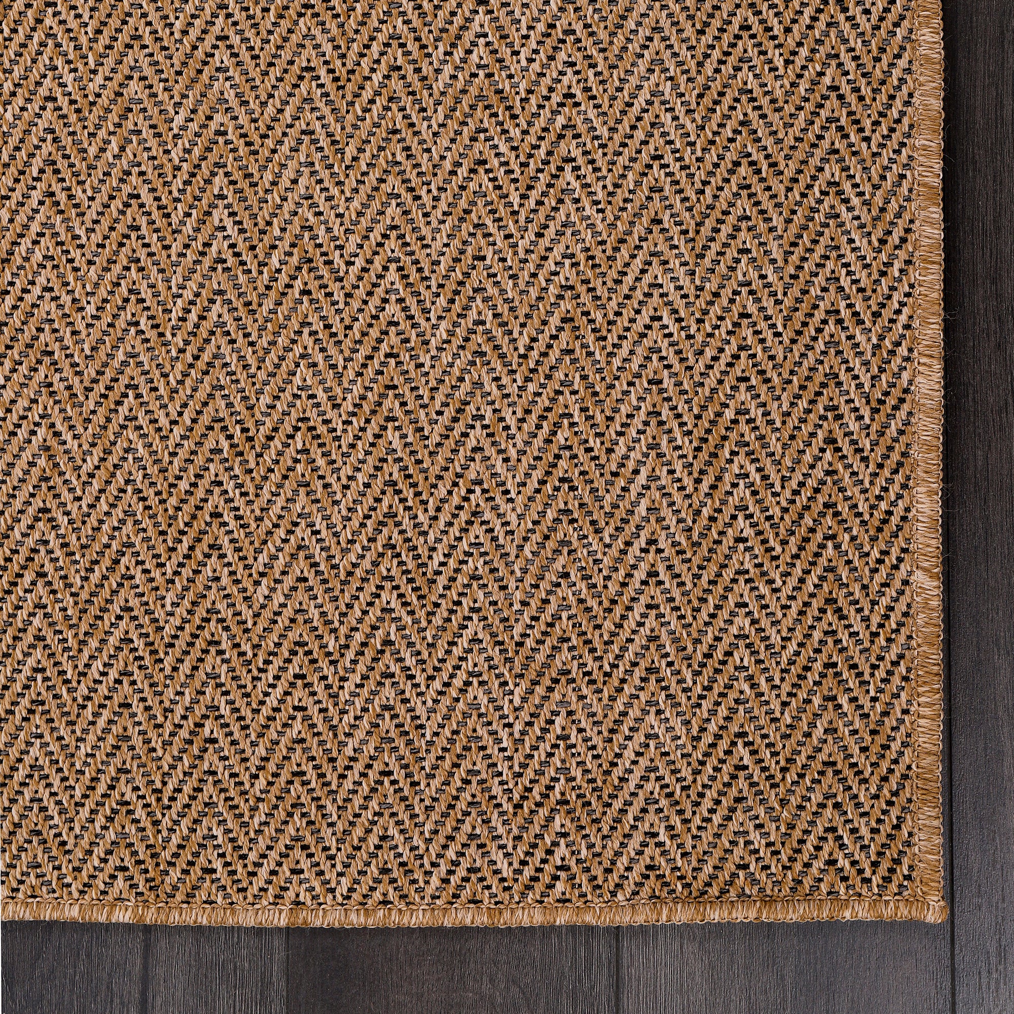 Netline Home Herringbone Natural Jute-Effect Rug – Indoor Outdoor Area Carpet, Non-Slip, Washable, Low-Pile, Beige Woven Look