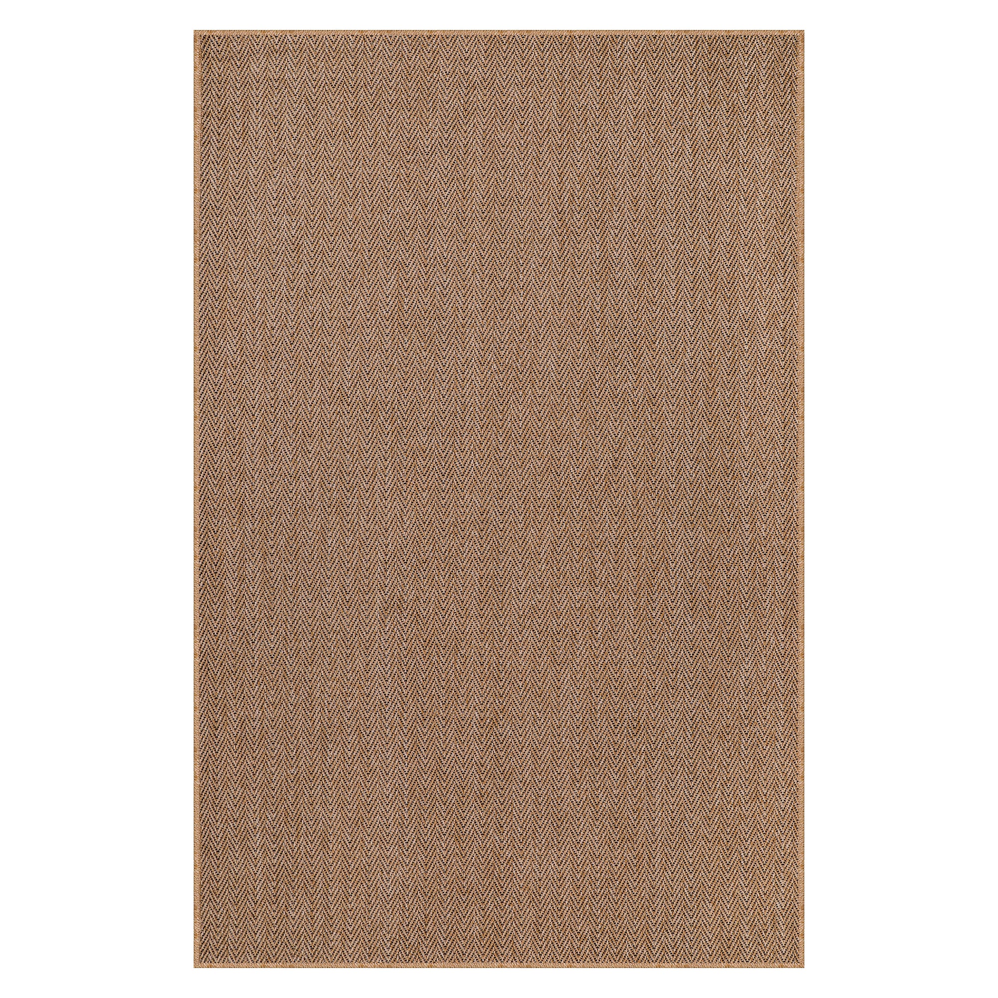 Netline Home Herringbone Natural Jute-Effect Rug – Indoor Outdoor Area Carpet, Non-Slip, Washable, Low-Pile, Beige Woven Look