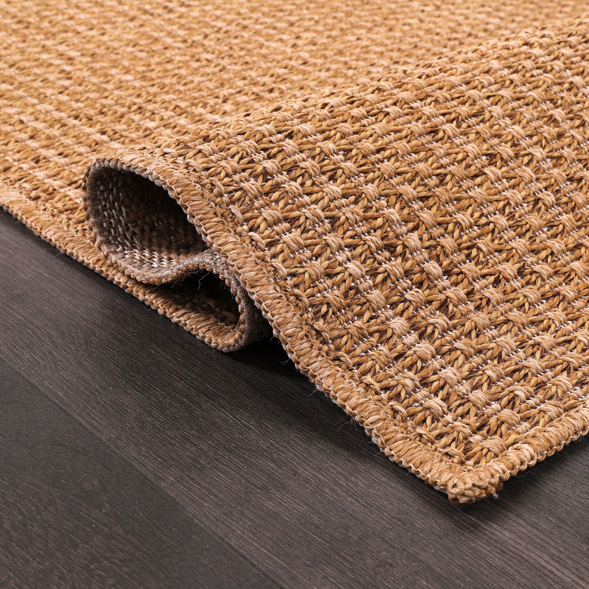 Netline Home Basket Weave Jute-Effect Rug – Outdoor & Indoor Durable Carpet, Non-Slip Backing, Weatherproof, Washable Woven Texture
