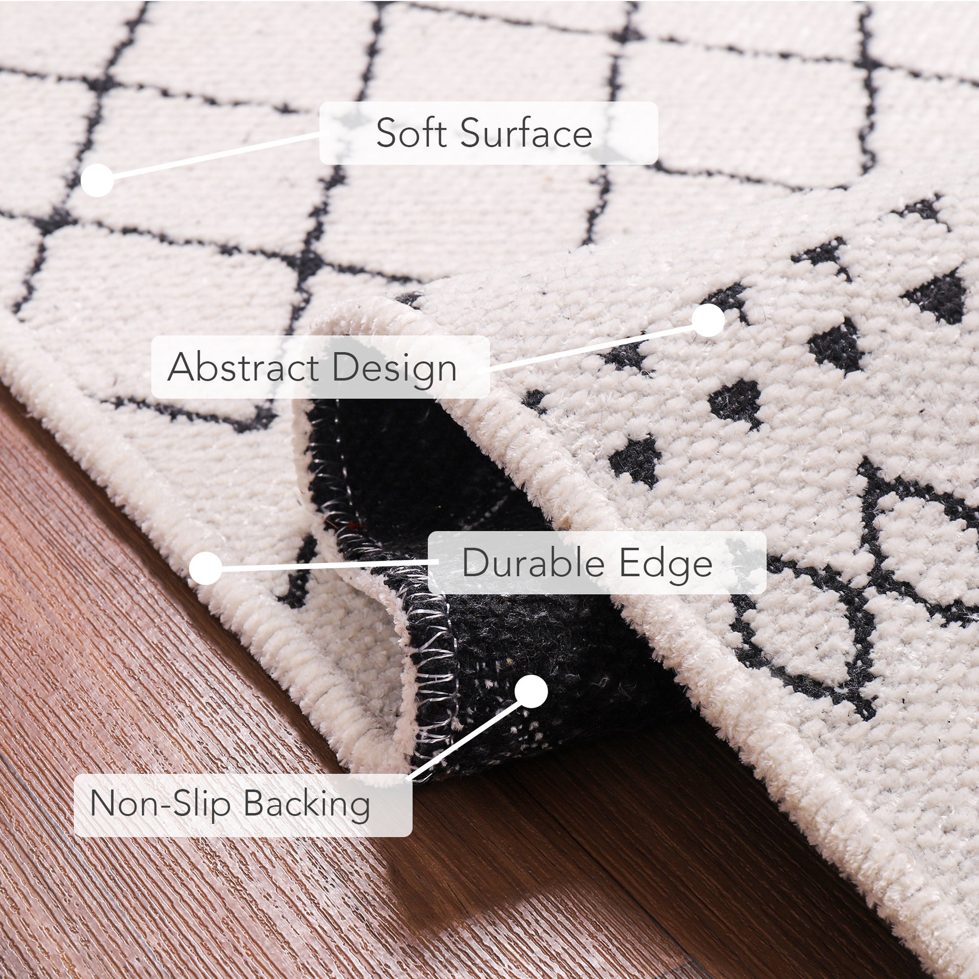 Netline Home Machine Washable Rug RW1801 – WHITE Soft Chenille