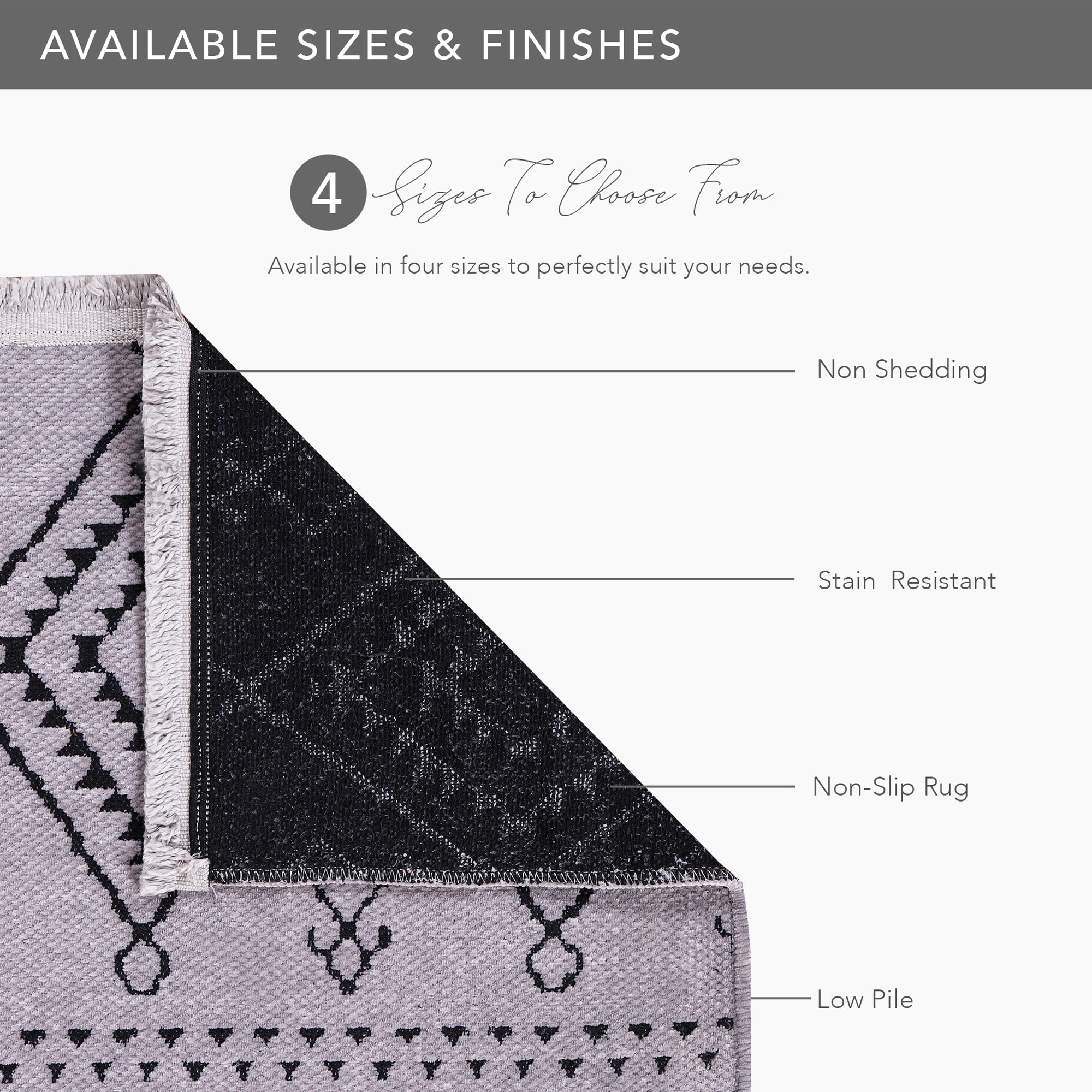 Netline Home Machine Washable Rug RW1801 – GRAY Soft Chenille