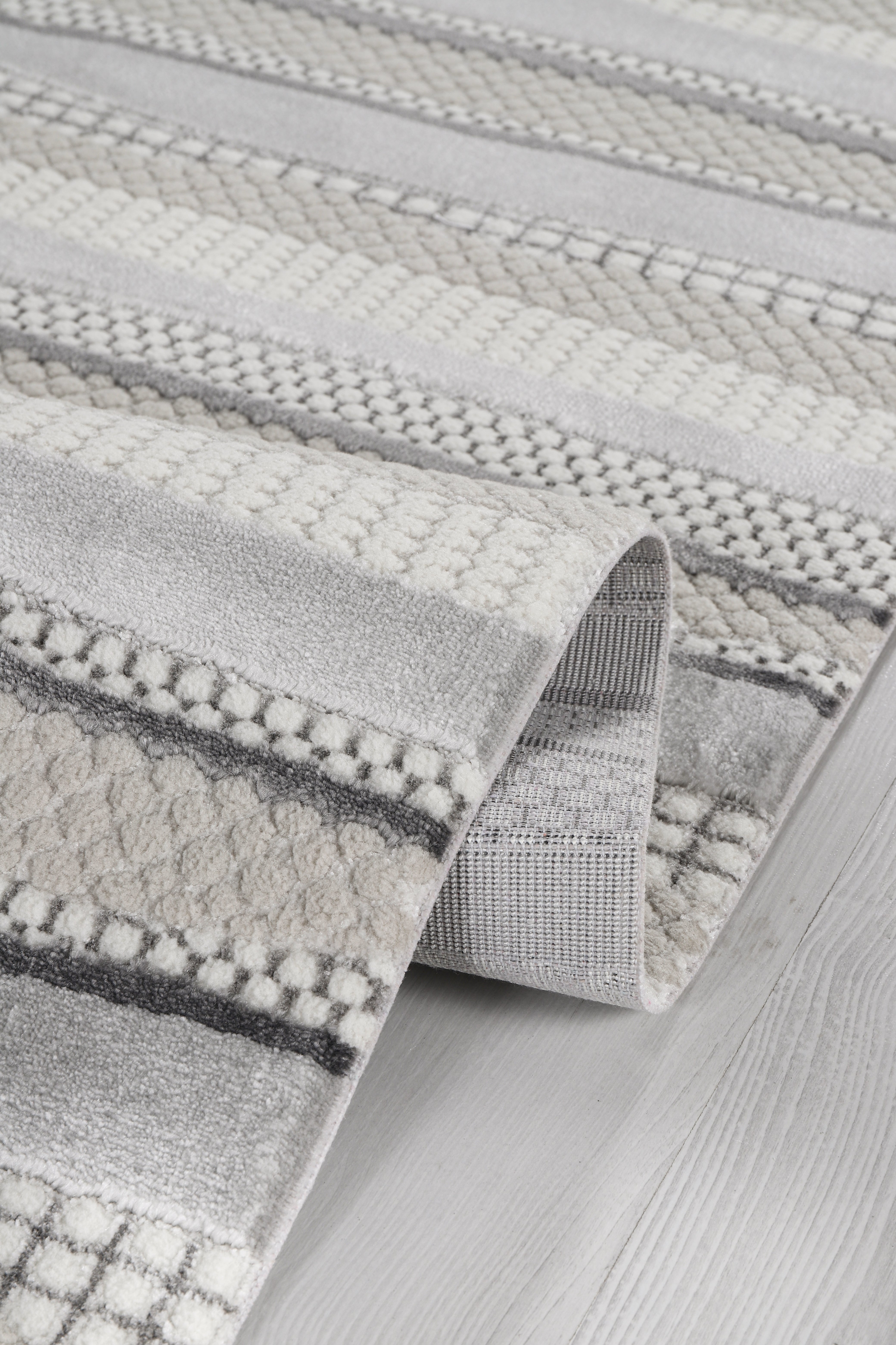 Tappeto moderno Boyut BY045 grigio Netline Home Rugs Depot – Polipropilene e poliestere, anti-pelucchi, facile da pulire, resistente | Camera da letto, studio, cameretta, ingresso