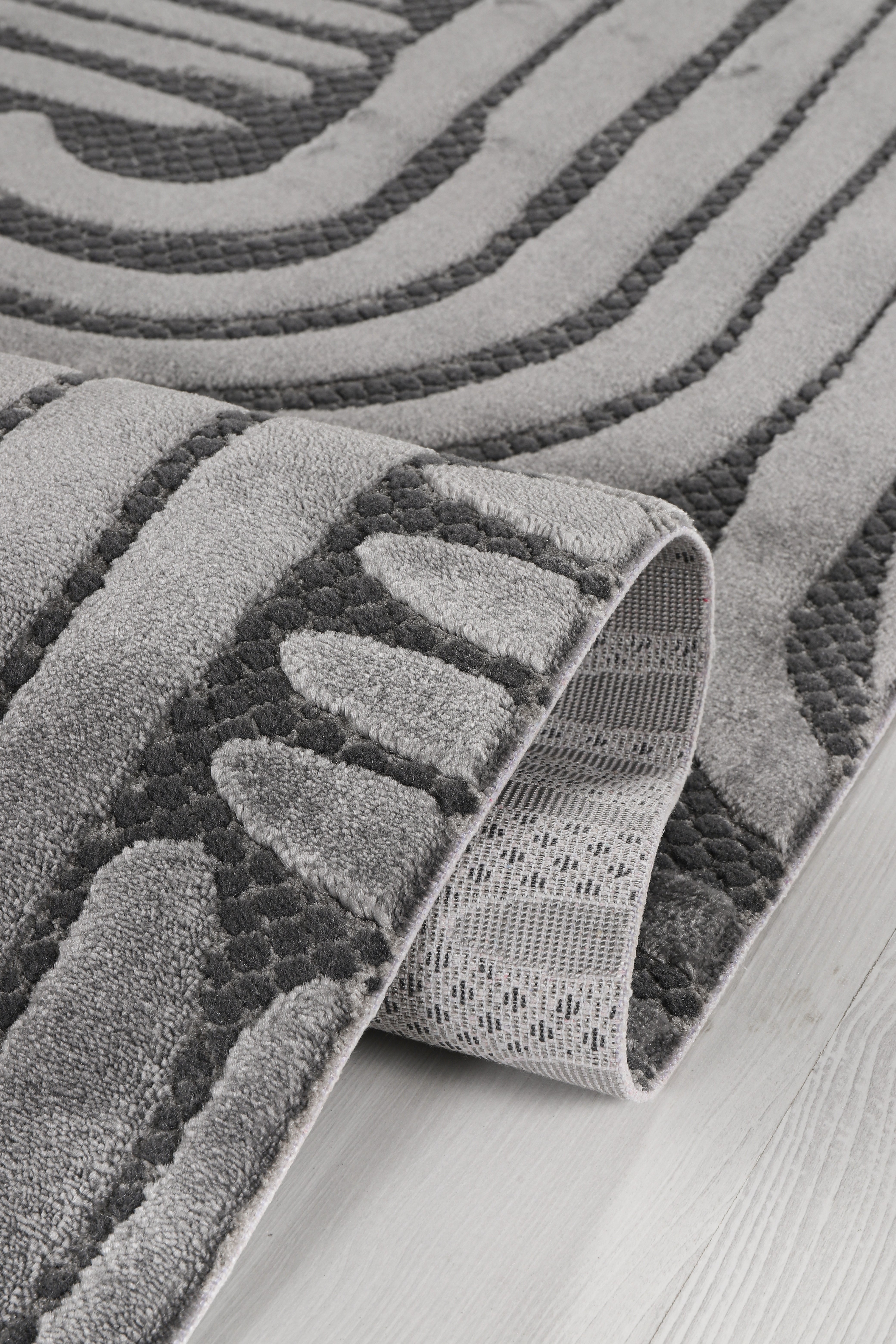 Netline Home Rugs Depot Anthracite Modern Boyut BY044 Area Rug – Polypropylene and Polyester, Bedroom, Study, Kids Room, Entryway