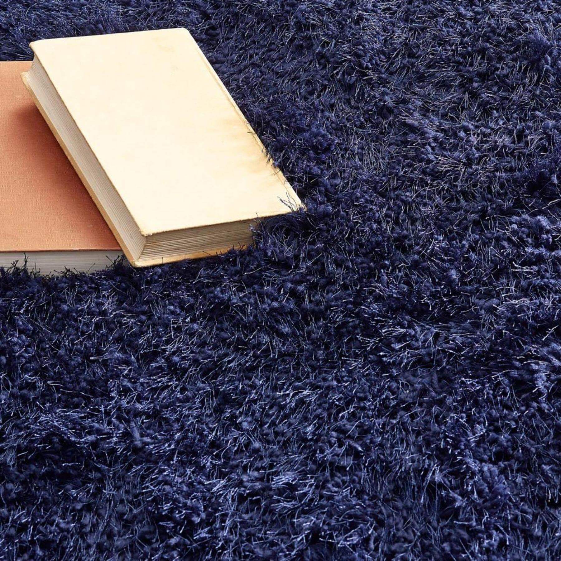 Extravagance Navy Shaggy Rug