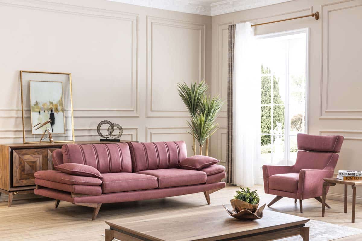Red Falcon sofa set by Netline Home Interior, modern living room sofa with comfortable cushions and sleek design.