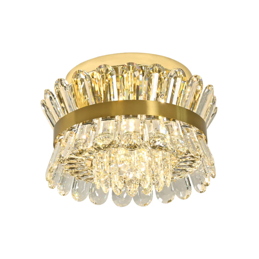 Contemporary flush ring crystal chandelier ceiling light by Netline Home Interior with sparkling crystal accents and sleek modern design.