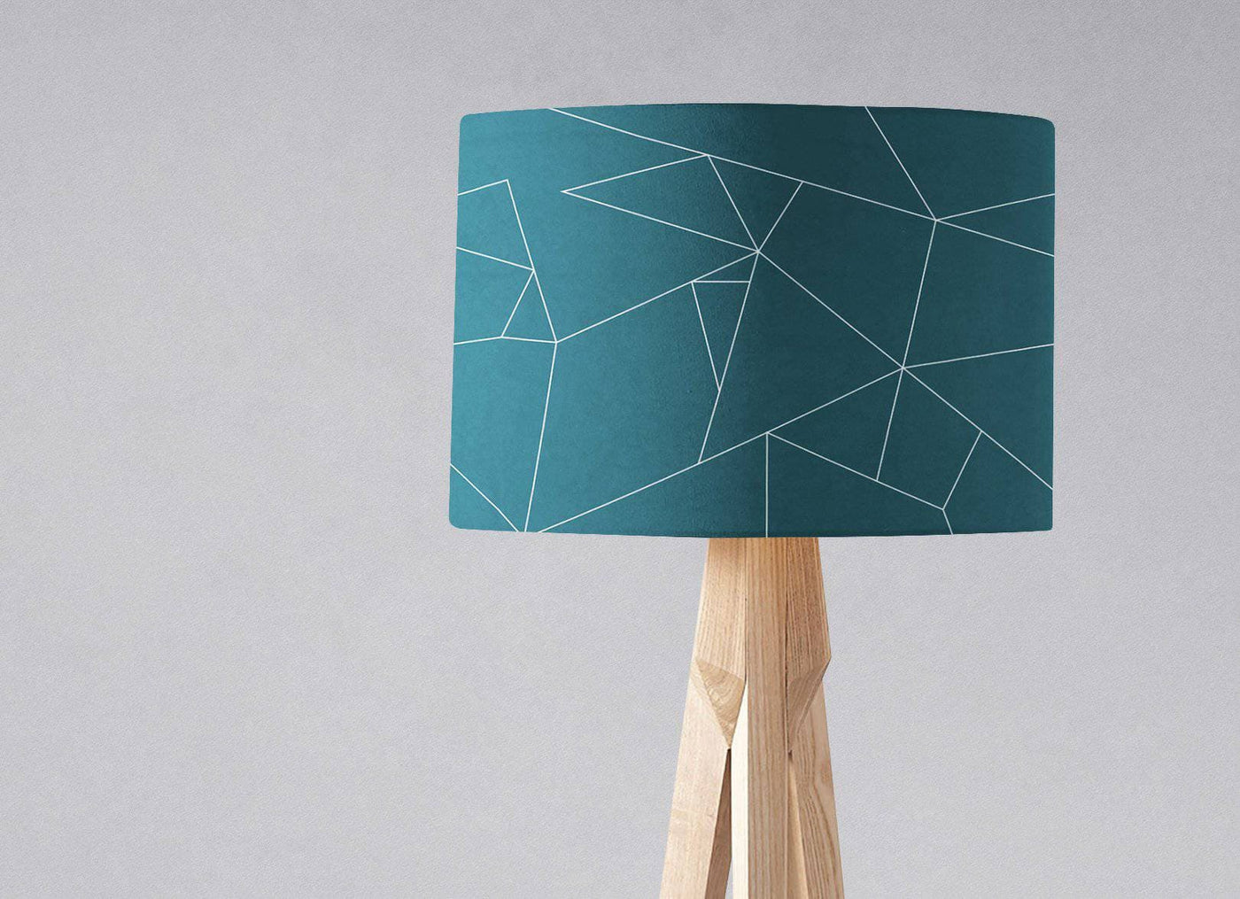 Teal Lampshade with White Lines Geometric Design – Ceiling & Table Compatible