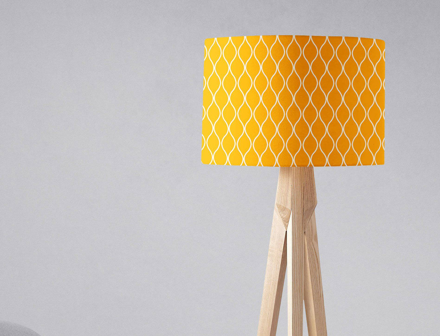 Yellow Lampshade with White Geometric Design – Ceiling & Table Compatible