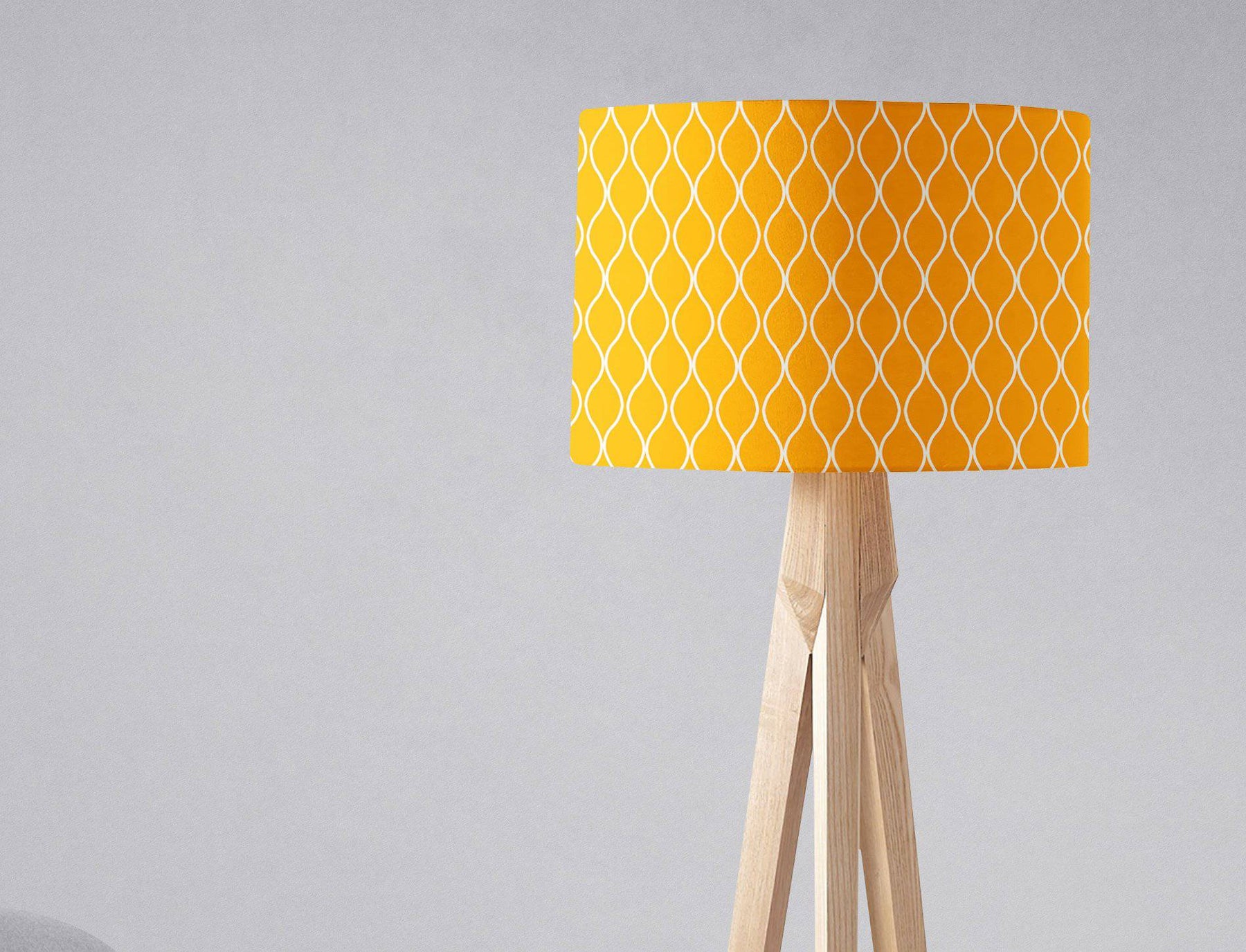 Yellow Lampshade with White Geometric Design – Ceiling & Table Compatible