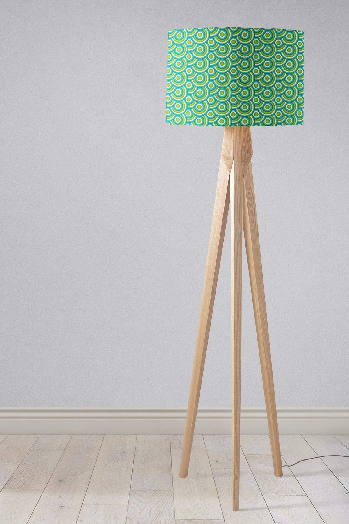 Green with a 70's Retro Circles DesignLampshade – Ceiling & Table Compatible