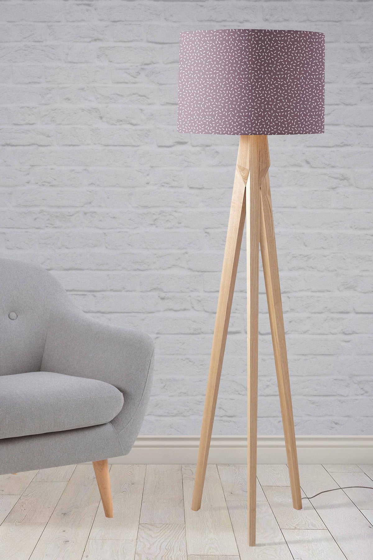 Purple Lampshade with a Modern Line Design – Ceiling & Table Compatible