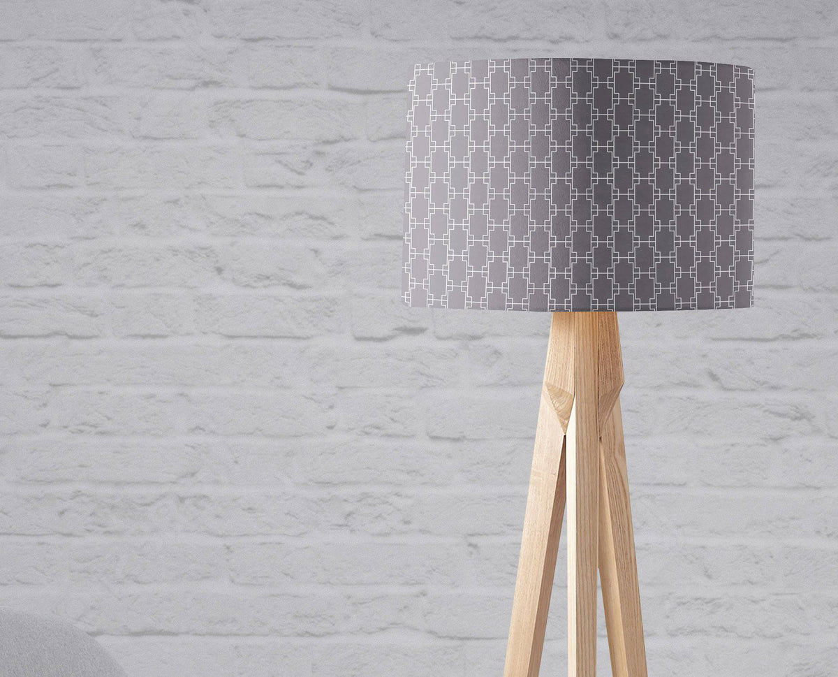 Grey with White Squares Geometric Design Lampshade – Ceiling & Table Compatible