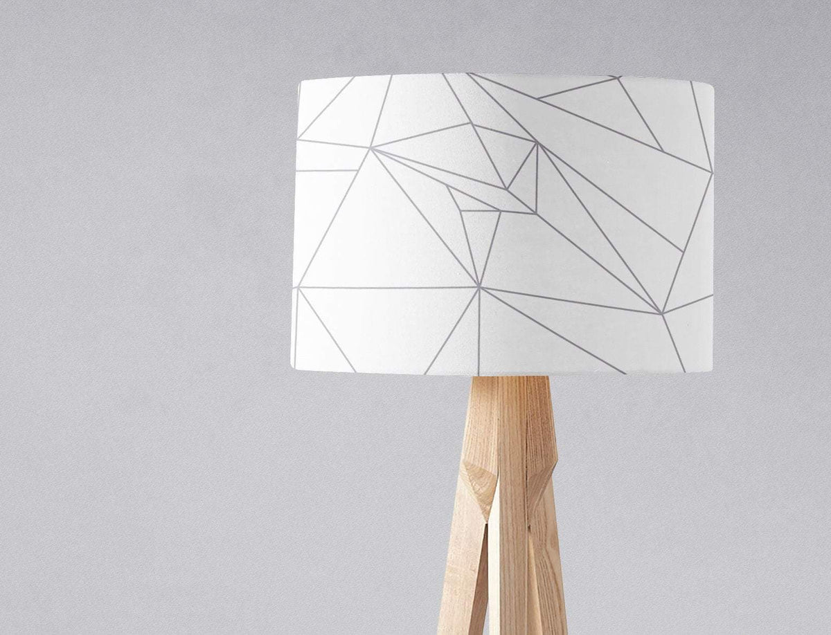 White Lampshade with a Grey Lines Geometric Design – Ceiling & Table Compatible
