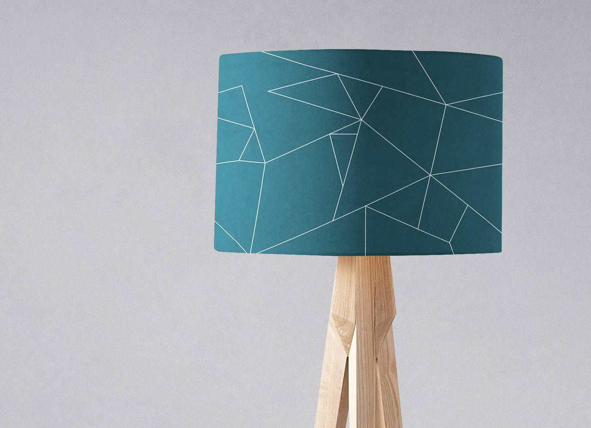 Teal Lampshade with White Lines Geometric Design – Ceiling & Table Compatible