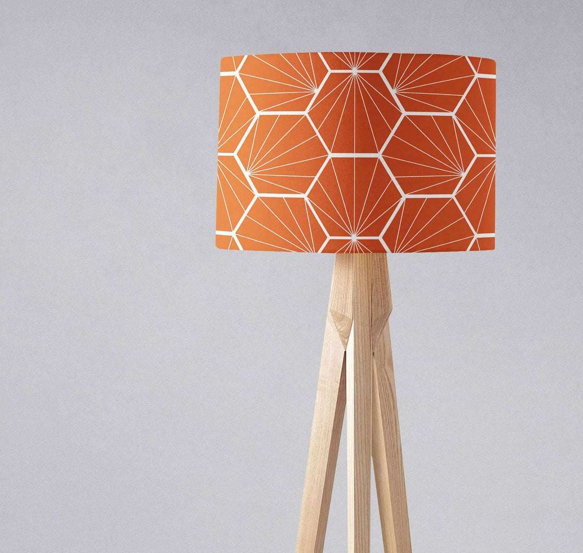 Orange Lampshade with a White Hexagon Design – Ceiling & Table Compatible
