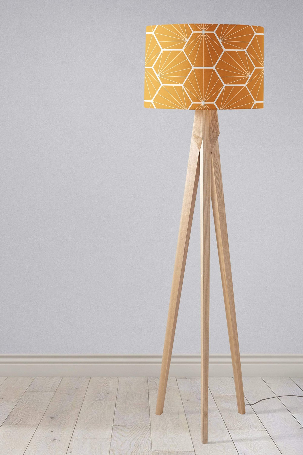 Butterscotch Yellow Geometric Hexagons Lampshade – Ceiling & Table Compatible