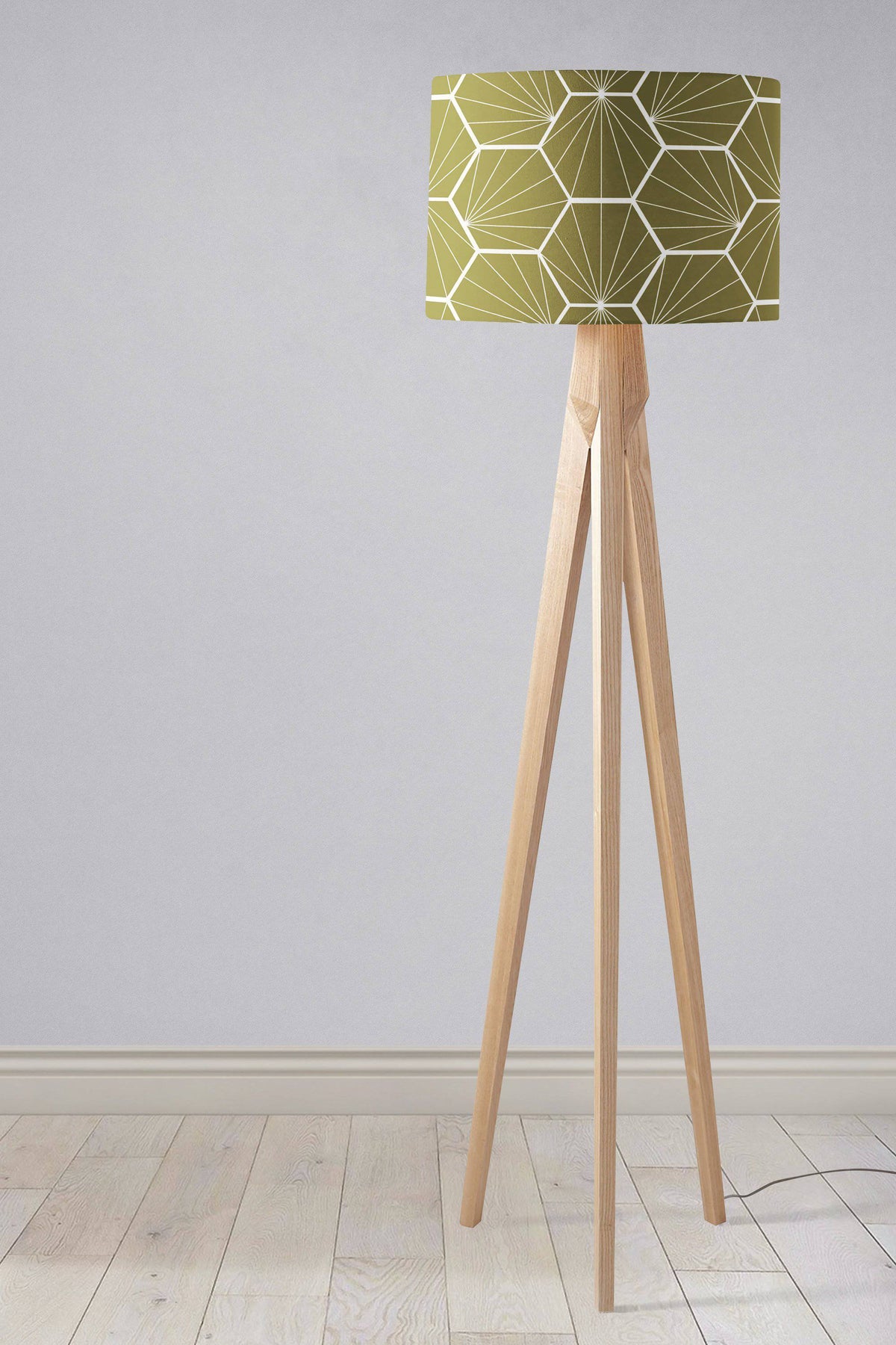 Olive Green Hexagon Design Geometric Lampshade – Ceiling & Table Compatible