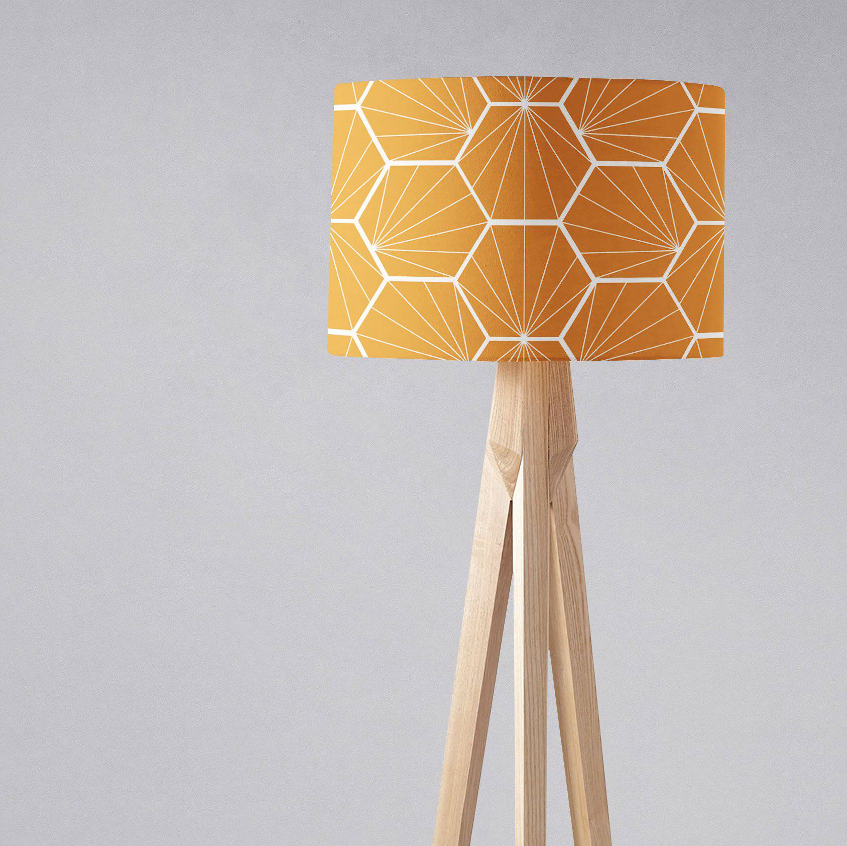 Butterscotch Yellow Geometric Hexagons Lampshade – Ceiling & Table Compatible