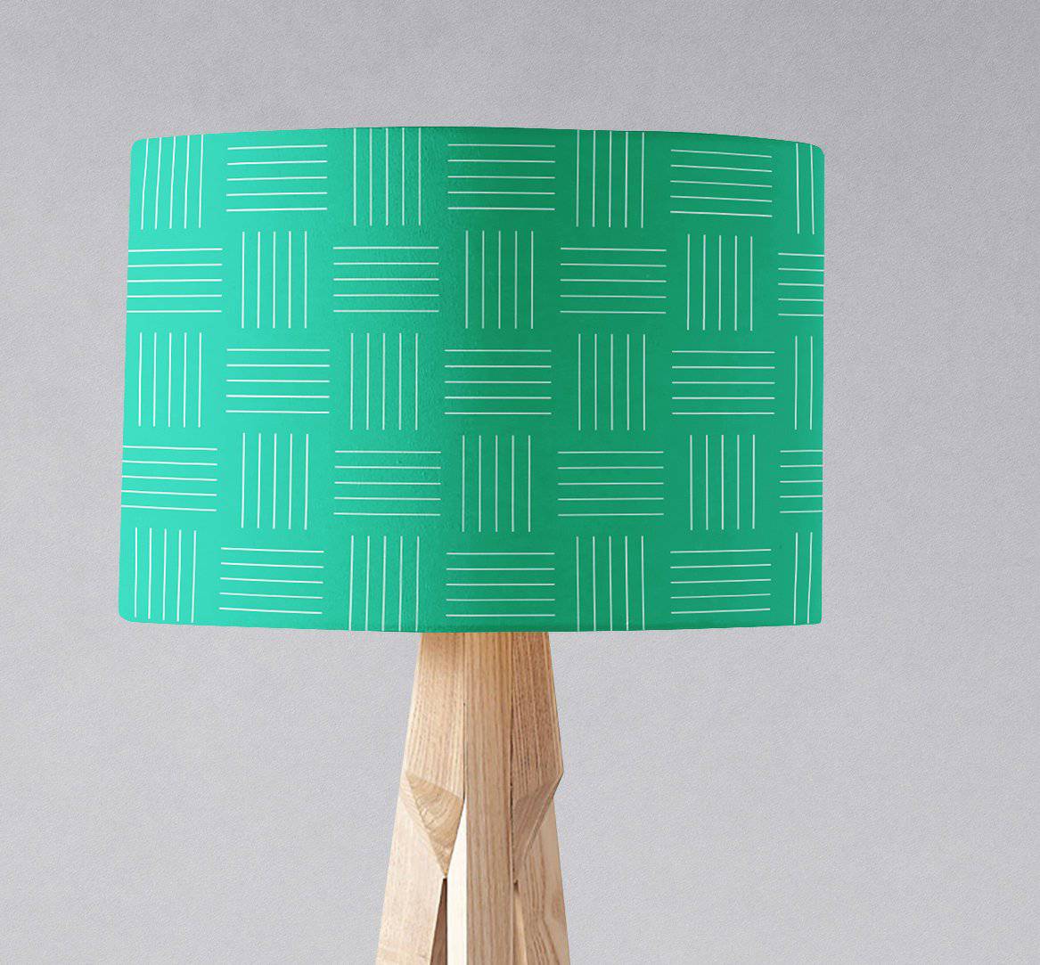 Green with a White Lines Geometric Design Lampshade – Ceiling & Table Compatible
