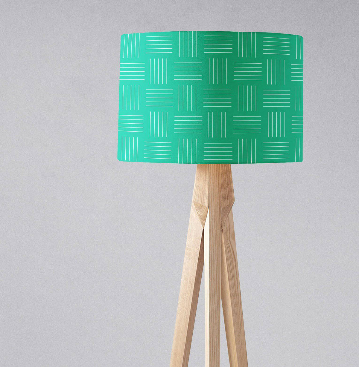 Green with a White Lines Geometric Design Lampshade – Ceiling & Table Compatible