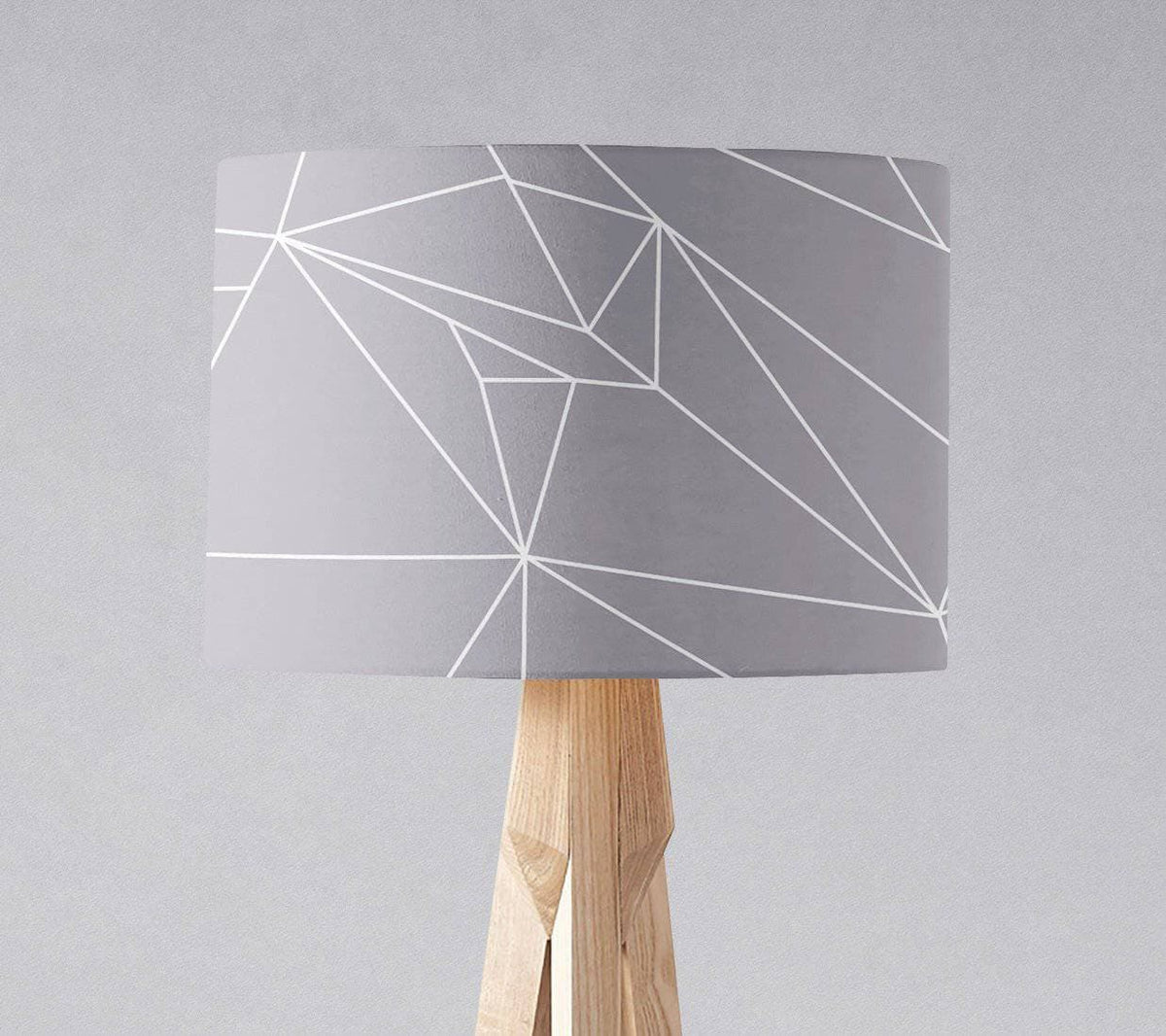 Grey with a White Lines Geometric Design Lampshade – Ceiling & Table Compatible