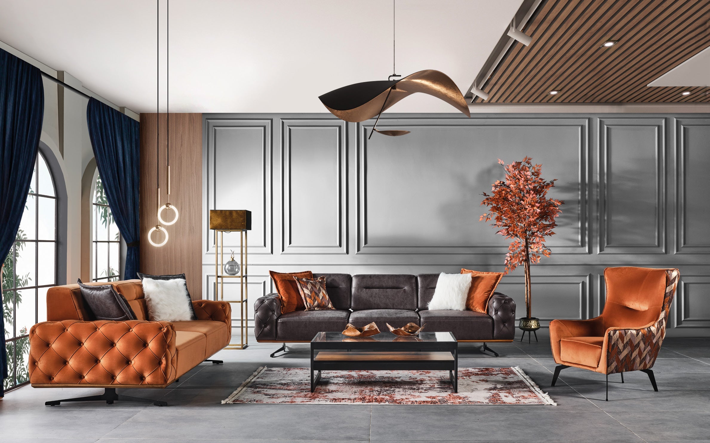 Netline Home Interior Conrad sofa set featuring modern design and comfortable seating for stylish living room decor.