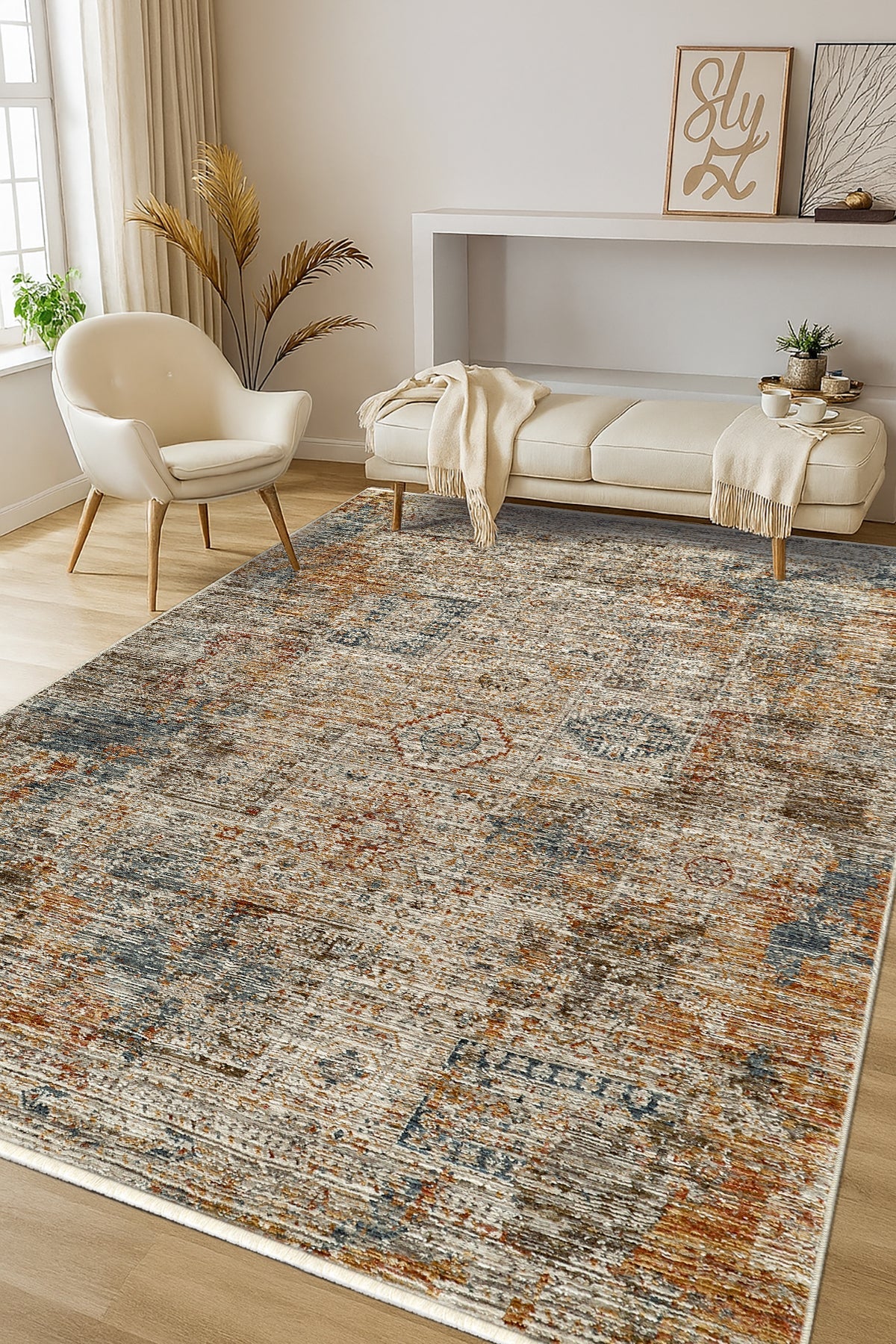 Lavinia Area Rug – Lavinia La002 Cok Renkli Hav Toz Vermez Hali Makine Halisi – Netline Home washable area rug