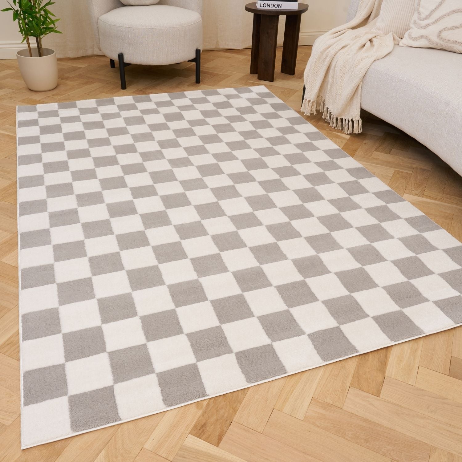 Loft Checkerboard Grey Rug