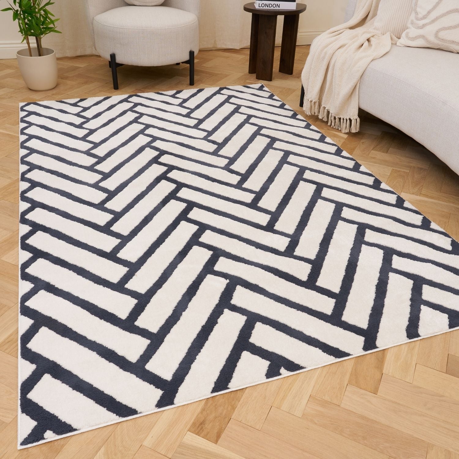 Loft Chevron Blue Rug
