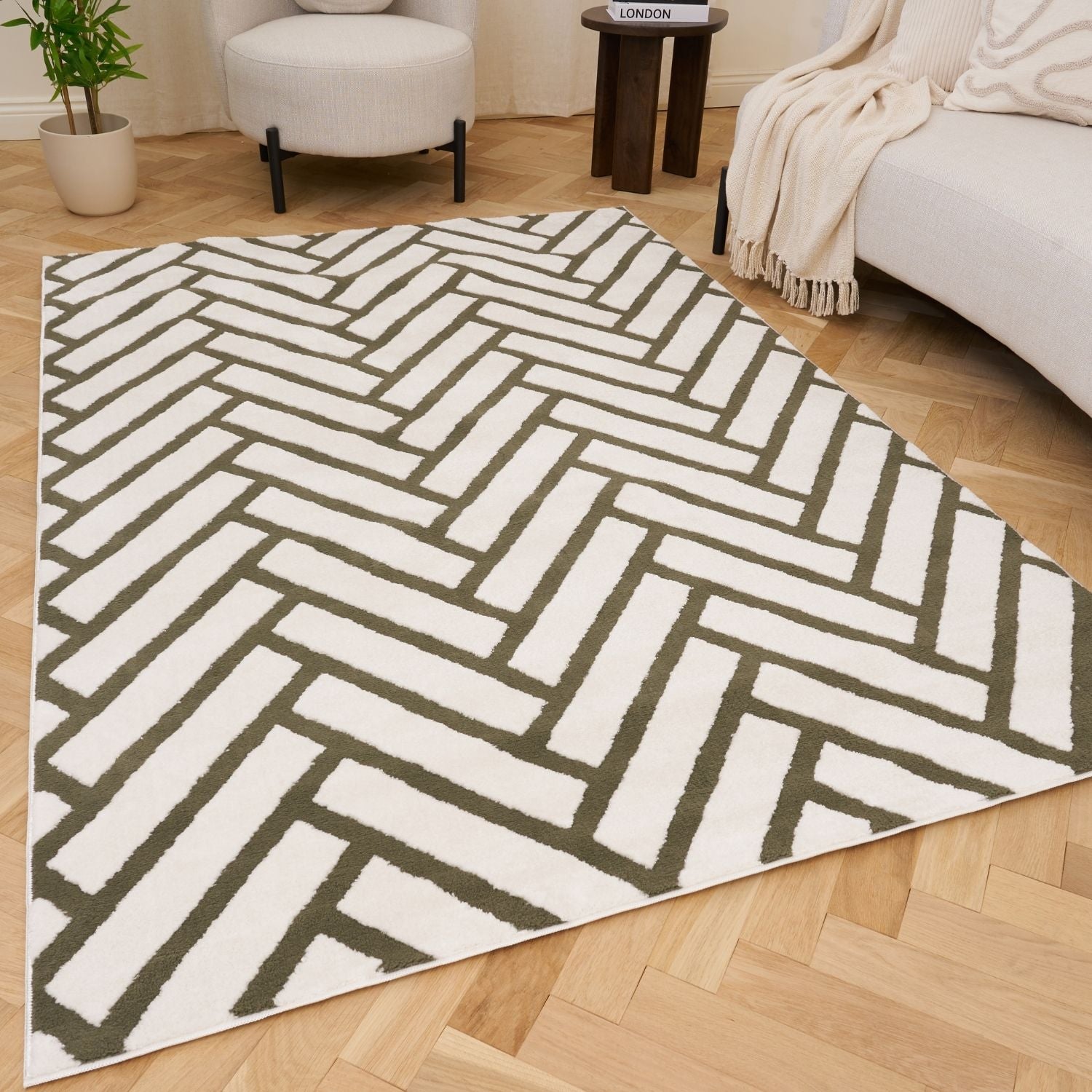 Loft Chevron Green Rug