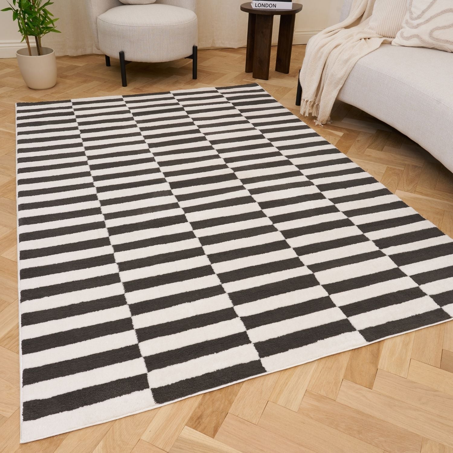 Loft Striped Dark Grey Rug