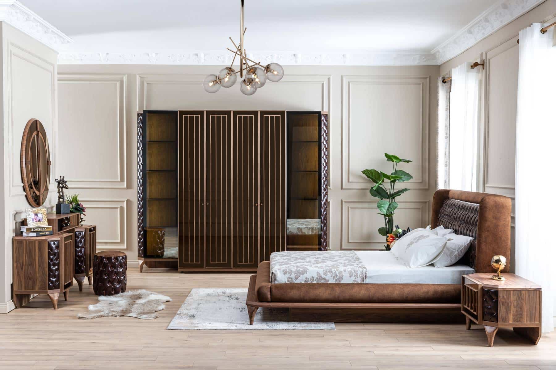 Brown Lotus bedroom headboard and base by Netline Home Interior, showcasing stylish bedroom support and modern design.