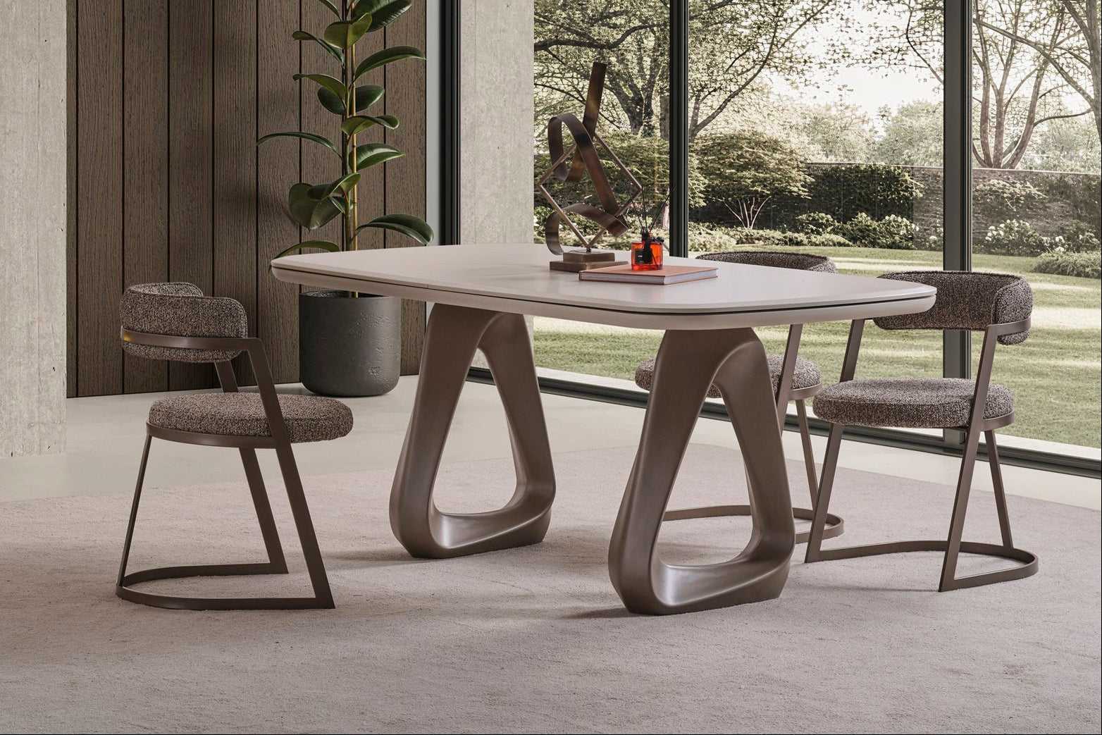 Modern Luna dining table with matching chairs by Netline Home Interior, set for family dining in a contemporary kitchen.
