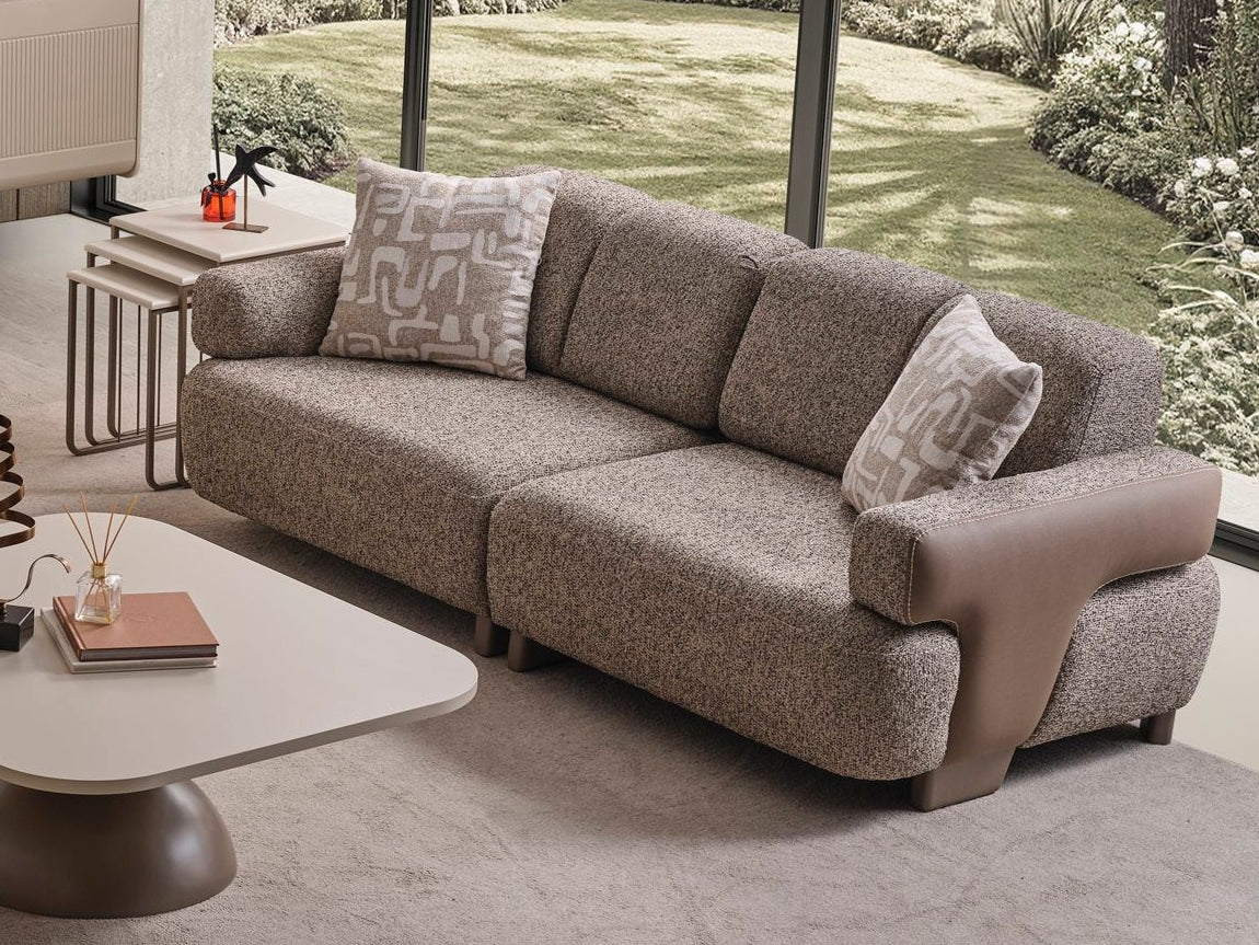 Luna 3 Seater Sofa by Netline Home Interior, stylish and comfortable fabric sofa with plush cushions and modern design.